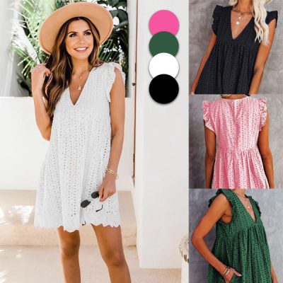 Χαλαρό καλοκαιρινό φόρεμα με δαντέλα | BELLACHIC